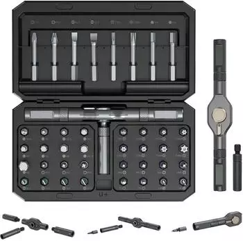LuxusKollektion Schraubendreher-Set 42-in-1 magnetisch mit Ratschengriff, 40 Bits, schwarz