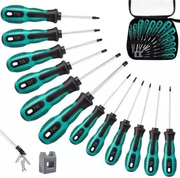 LuxusKollektion Torx Schraubendreher Set 12-tlg. T5-T40, Chrom-Vanadium-Stahl, magnetisch