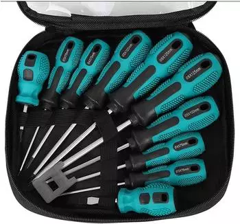 LuxusKollektion Schraubendreher-Set 10-teilig, Chrom-Vanadium-Stahl, magnetisch, mit Werkzeugtasche