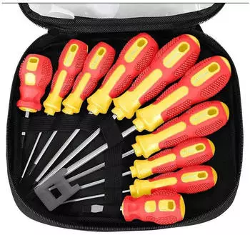 LuxusKollektion Schraubendreher-Set 11-teilig, magnetisch, Chrom-Vanadium-Stahl, mit Werkzeugtasche