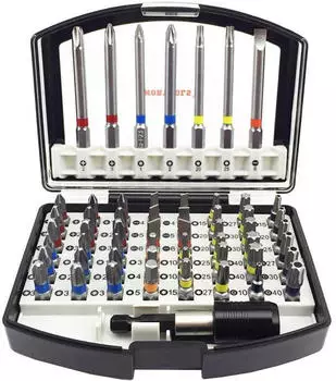 LuxusKollektion Bit-Set 56-teilig S2-Stahl PH/PZ/SL/TORX mit magnetischem Halter