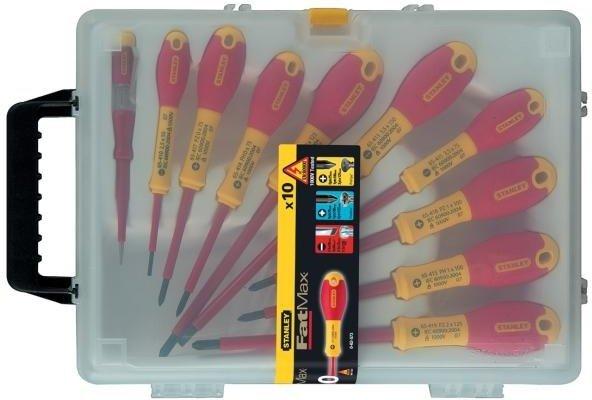 Stanley FatMax Set Schlitz isoliert/Phillips isoliert/Pozidriv isoliert/Tester 10-tlg. (62-573)