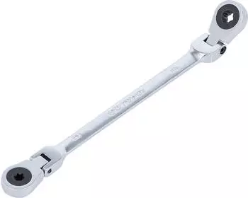 BGS Doppel-Ratschen-Ringschlüssel abwinkelbar mit E-Profil Ringköpfen SW E6 x E8