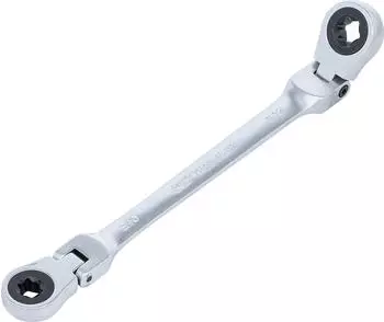 BGS Doppel-Ratschen-Ringschlüssel abwinkelbar mit E-Profil Ringköpfen SW E10 x E12