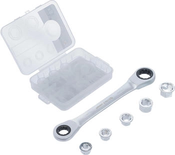 BGS Ratschen-Ringschl&uuml;ssel mit Adaptersatz SW 8 - 19 mm 6-tlg. (71016)