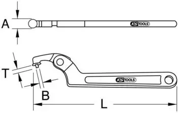 KS Tools Gelenk-Hakenschl&uuml;ssel mit Zapfen 35-50mm (517.1324)