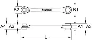 KS Tools GEARplus 4-in-1 umschaltbarer Doppel-Ratschenringschl&uuml;ssel 16x17x18x19mm (503.4546)