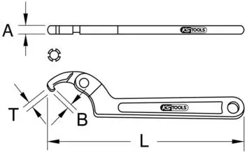 KS Tools Gelenk-Hakenschl&uuml;ssel mit Nase 155-230mm (517.2379)