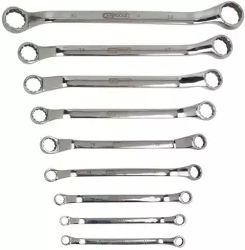 KS Tools Doppel-Ringschl&uuml;ssel-Satz, gekr&ouml;pft, Edelstahl, 9-teilig, 5,5-30mm (964.1140)