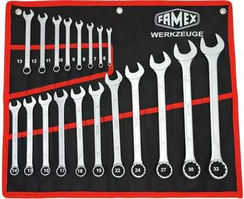 Famex Ringmaulschl&uuml;ssel-Set, 19-tlg., CV-Stahl (10349-19)