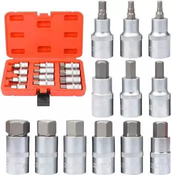 LuxusKollektion Innensechskant-Nuss-Satz 12-tlg., 5-22mm, Chrom-Vanadium-Stahl, mit Koffer