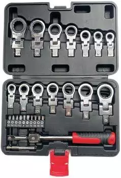 LuxusKollektion Ringmaulschl&uuml;ssel-Set mit Flexkopf, Wechselbits, 27-teilig, 6-20mm (91220)