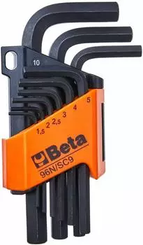 Beta Sechskant-Winkelschlüssel-Set 9-teilig, gebogen, brüniert (96N/SC9)