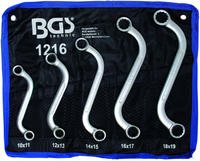 BGS 1216, Bgs Doppel-Ringschl&uuml;ssel-Satz - S-Form - SW 10x11 - 18x19 mm - 5-tlg.