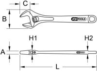 KS Tools Edelstahl Rollgabelschl&uuml;ssel, verstellbar, 8" - 964.1302