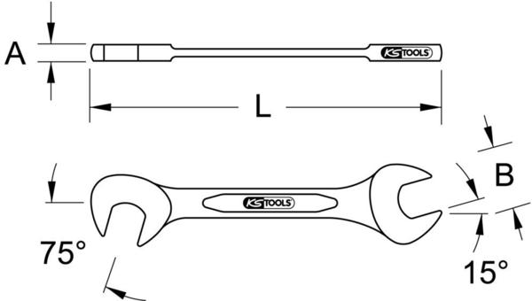 KS Tools KS Tools Doppelmaulschlüssel,15°+75° 15mm - Schraubenschlüssel