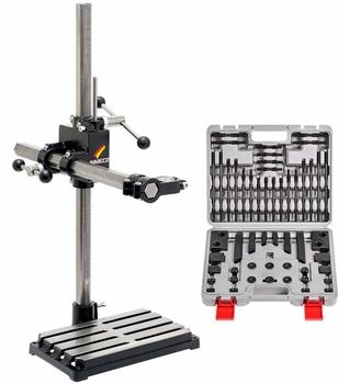 Wabeco Bohrständer Fräsständer BF1243 mit Spannpratzen Satz 58-teilig vertikal/horizontal Säule 750 Ausleger 500 mm
