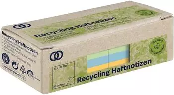 Soennecken Haftnotiz oeco Recycling 50 x 40 mm grün/gelb/rosa/blau 100 Blatt 12 Stück (5867)