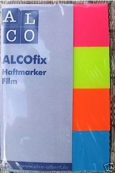 Alco Haftmarker ALCOfix Film transparent 50x20 mm Neonfarben 4x40 Streifen (6832)