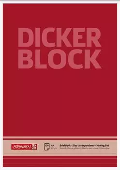 Brunnen Briefblock „Dicker Block“ - A4, Lineatur 21, 100 Blatt, rot