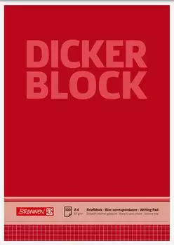 Brunnen Briefblock „Dicker Block“ - A4, Lineatur 22, 100 Blatt, rot
