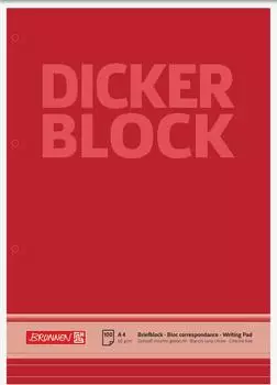 Brunnen Briefblock „Dicker Block“ gelocht - A4, Lineatur 21, 100 Blatt, rot