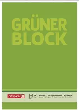 Brunnen Briefblock „Grüner Block“ - A4, Lineatur 21, 50 Blatt, grün
