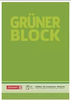 Brunnen Briefblock „Grüner Block“ - A4, Lineatur 22, 50 Blatt, grün