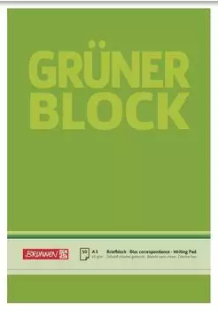 Brunnen Briefblock „Grüner Block“ - A5, Lineatur 6, 50 Blatt, grün