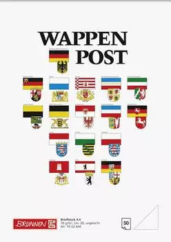 Brunnen Briefblock „Wappen-Post“ - A4, Lineatur 20, 50 Blatt, mehrfarbig