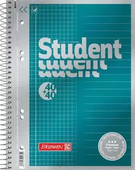 Brunnen Collegeblock Premium Student „DUO“ - A5, kariert/liniert, 80 Blatt, petrol