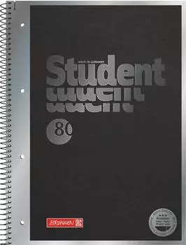 Brunnen Collegeblock Premium Student &bdquo;Hardwired&ldquo; - A4, Lineatur 27, 80 Blatt, schwarz