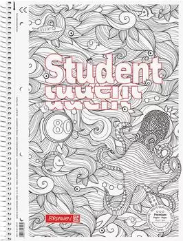 Brunnen Collegeblock Premium Student &bdquo;Krake&ldquo; ZENart - A4, Lineatur 28, 80 Blatt, wei&szlig;