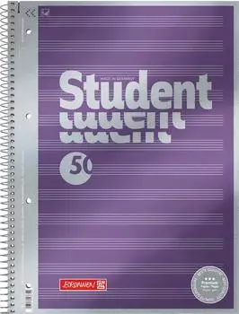 Brunnen Collegeblock Premium Student „Noten“ - A4, Lineatur 14, 50 Blatt, violett