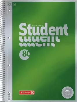 Brunnen Collegeblock Premium Student - A4, Lineatur 20, 80 Blatt, grün