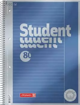 Brunnen Collegeblock Premium Student - A4, Lineatur 25, 80 Blatt, blau