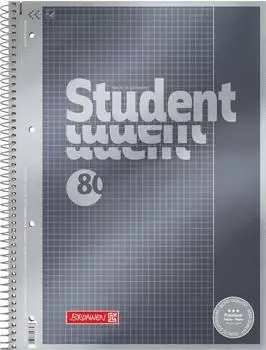 Brunnen Collegeblock Premium Student - A4, Lineatur 26, 80 Blatt, anthrazit