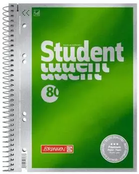 Brunnen Collegeblock Premium Student - A5, unliniert, 80 Blatt, gr&uuml;n