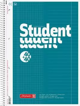 Brunnen Collegeblock Student „DUO“ - A4, kariert/liniert, 80 Blatt, petrol