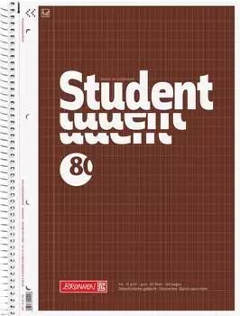 Brunnen Collegeblock Student - A4, Lineatur 23, 80 Blatt, braun