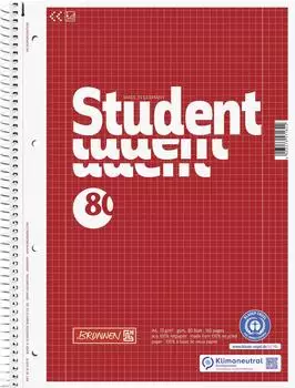 Brunnen Collegeblock Student Recycling - A4, Lineatur 28, 80 Blatt, rot