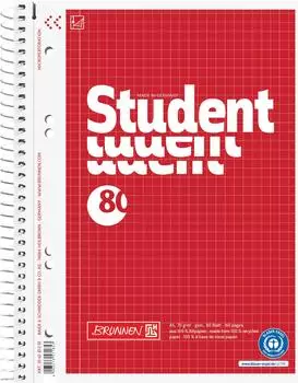 Brunnen Collegeblock Student Recycling - A5, Lineatur 5, 80 Blatt, rot