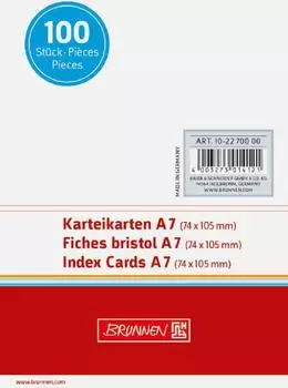 Brunnen Karteikarten - 105×74 mm, A7, unliniert, weiß, 100 Stück