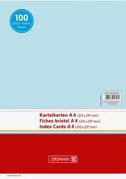 Brunnen Karteikarten - 297×210 mm, A4, unliniert, blau, 100 Stück
