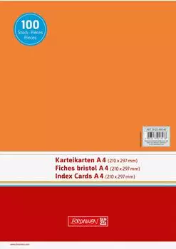 Brunnen Karteikarten - 297×210 mm, A4, unliniert, orange, 100 Stück