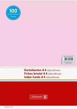 Brunnen Karteikarten - 297×210 mm, A4, unliniert, rot, 100 Stück
