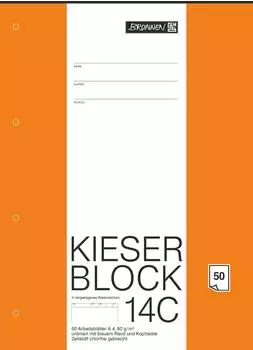 Brunnen KIESER-Block gelocht - A4, Lineatur 20, 50 Blatt, mehrfarbig