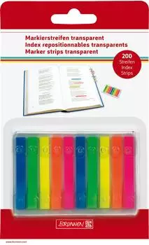 Brunnen Markierstreifen transparent 5 Farben &ndash; 200 Streifen