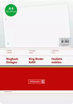 Brunnen Ringbucheinlagen - A4, unliniert, weiß, 50 Blatt
