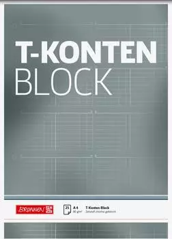 Brunnen T-Konten-Block gelocht - A4, 25 Blatt, grau